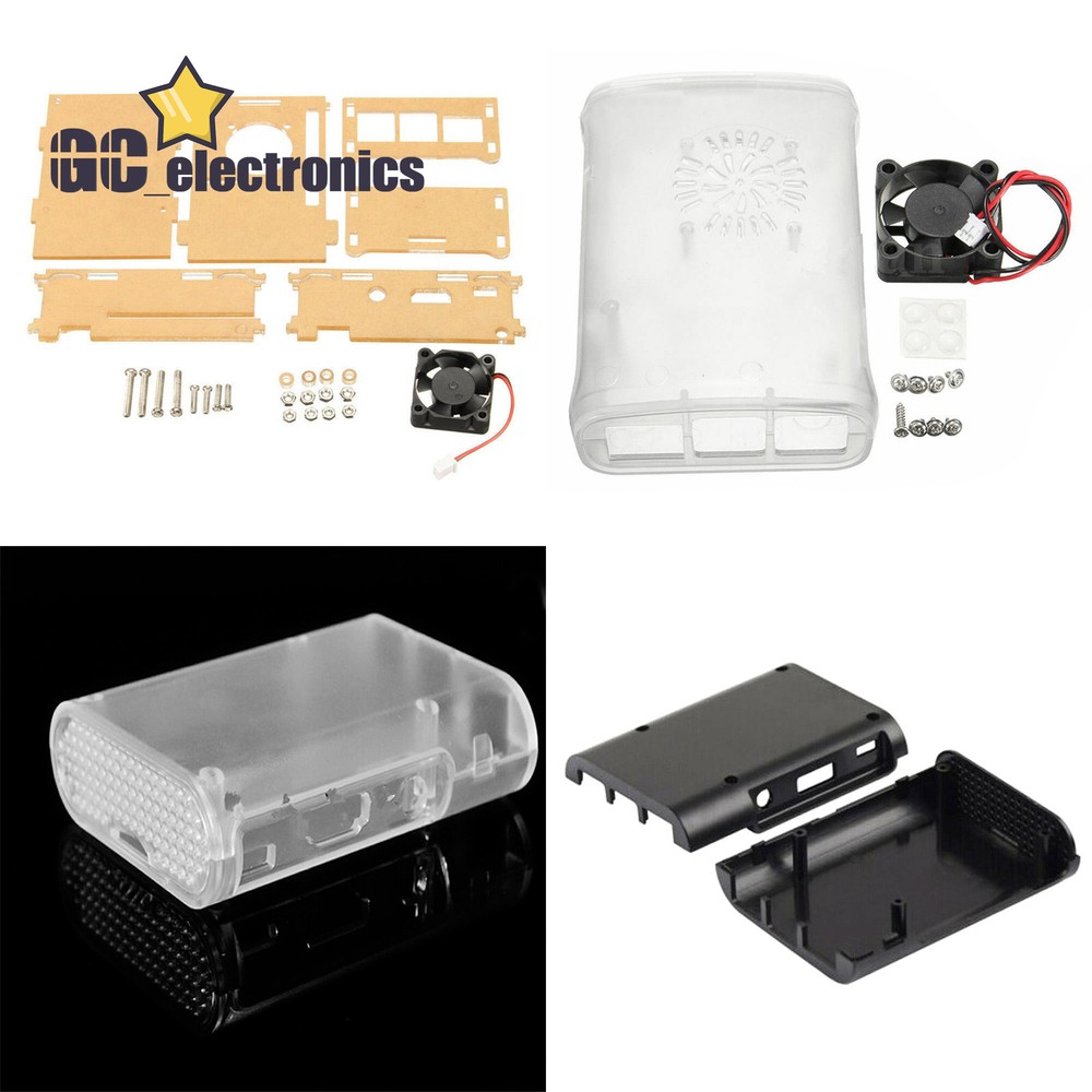 Transparent Clear Case Enclosure Box +Cooling Fan For Raspberry Pi 2/3/B+