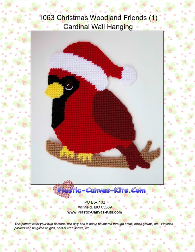 Santa Cardinal Wall Hanging-Christmas-Plastic Canvas Pattern or Kit