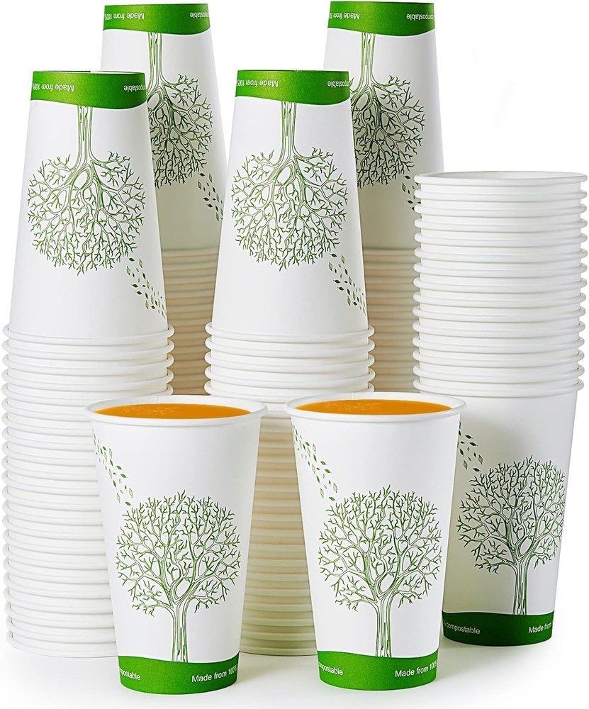 210 Count 16 Oz Compostable Cups Biodegradable Disposable Paper Cups with PLA