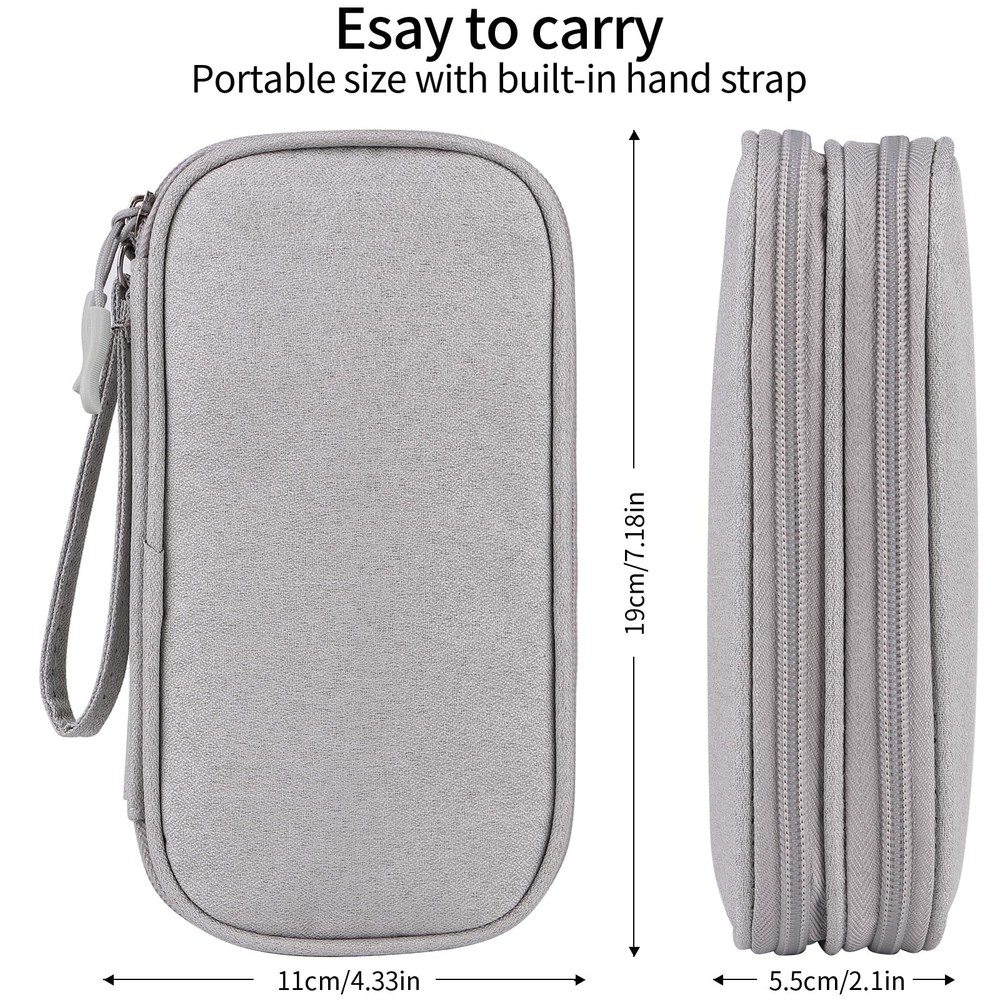 Travel Cable Organizer - Electronics Accessories BagDouble Layer - Grey