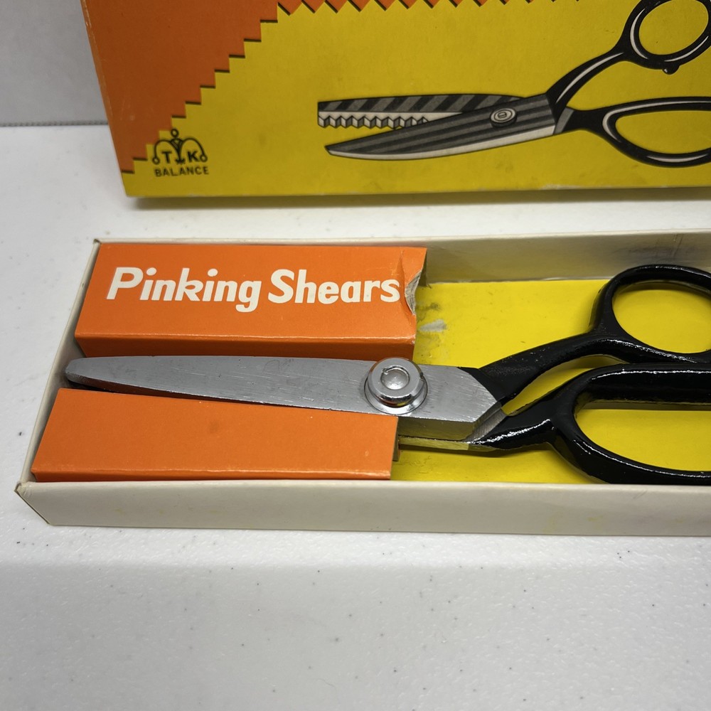 Vintage - TK BALANCE - PINKING SHEARS 7" Chrome Sewing Scissors - Includes Box