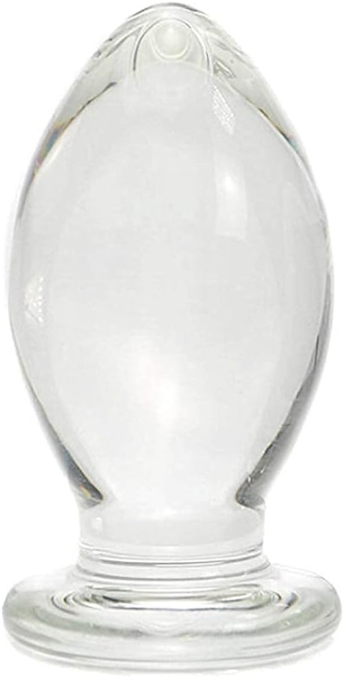 Extra Large 5.5 Inch Glass Butt Plug Clear Smooth Surface for Temperature Play