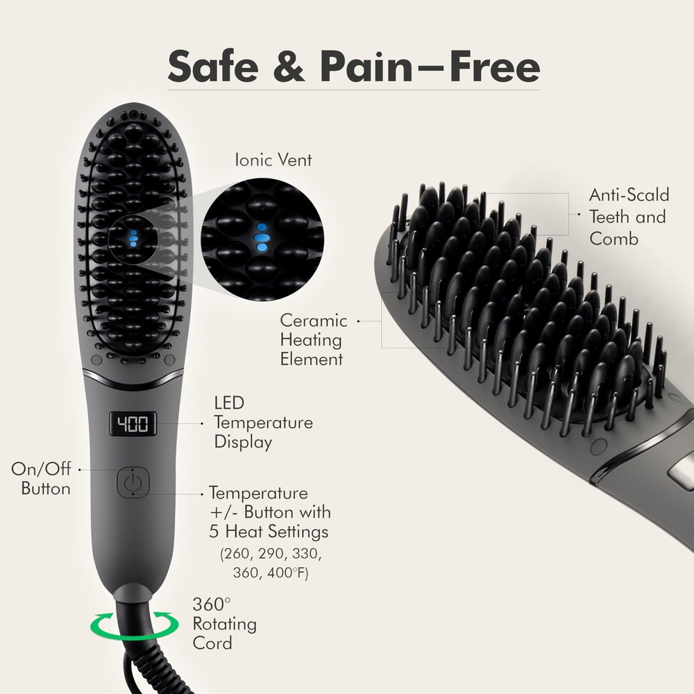 Aberlite Pocket - Compact Beard Straightener for Men - Ionic & Anti-Scald Techno