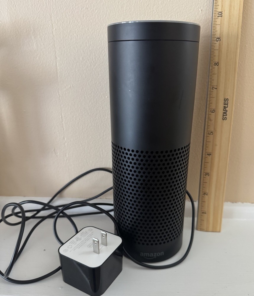 Amazon Echo 1st Gen Alexa Smart Speaker Black w/ Power Adapter Tested Working