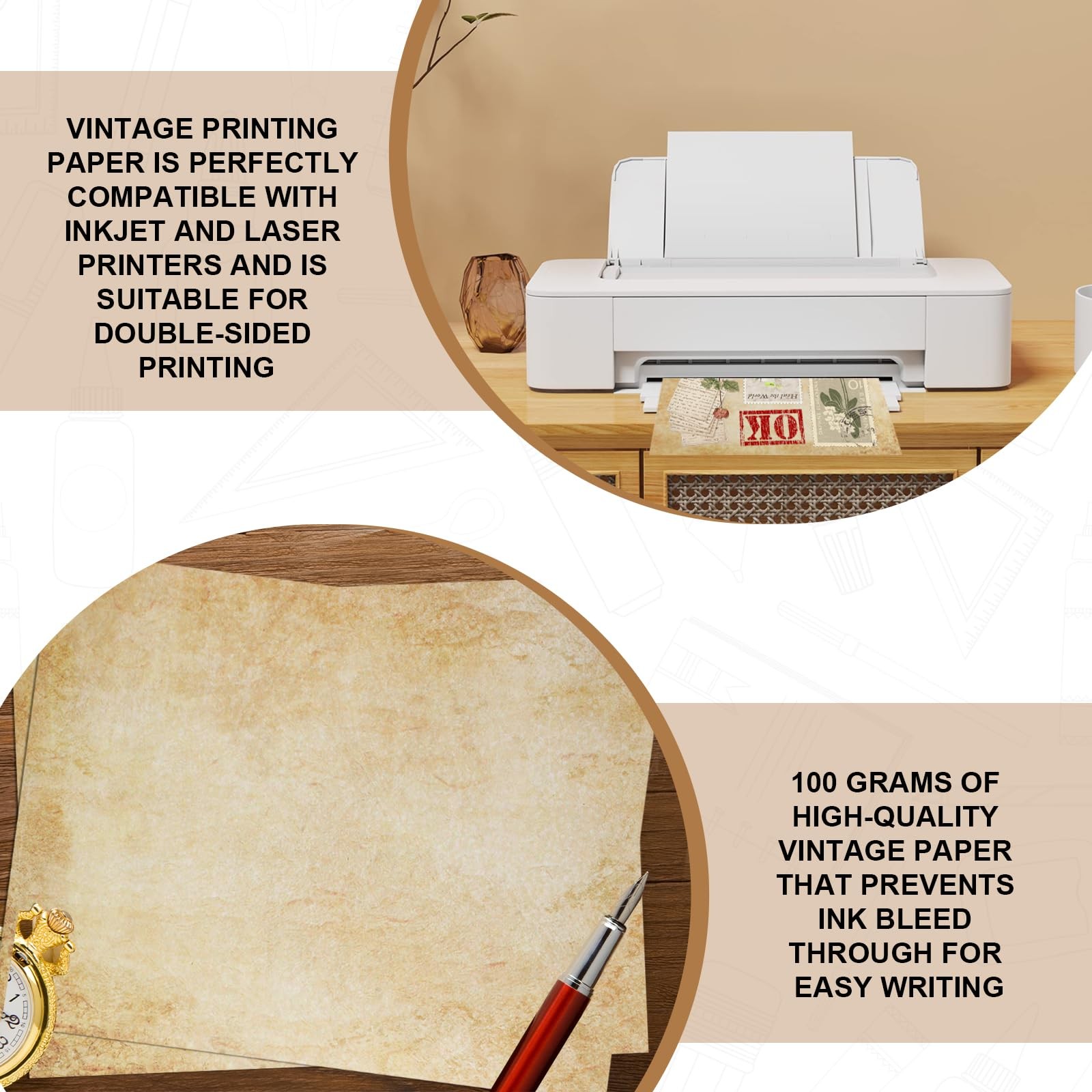 70PCS Vintage Paper 8.5 x 11 in Parchment paper for Writing Letter writing Paper