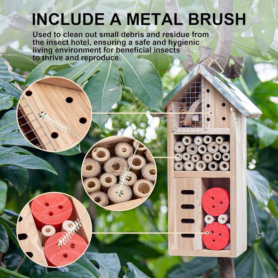 CARTMAN 3 Floor Hanging Insect House for Gardens, Bee, Butterfly, Ladybirds, Bug