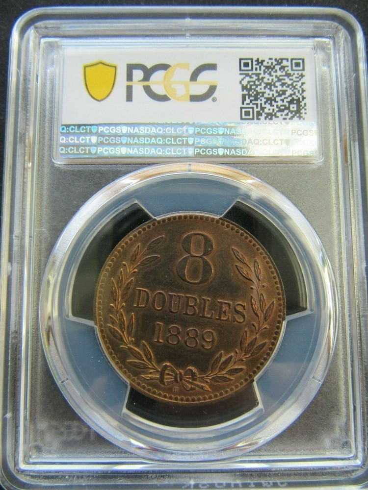 Guernesey : 8 Doubles 1889 H ; PCGS : MS 64 aUNC