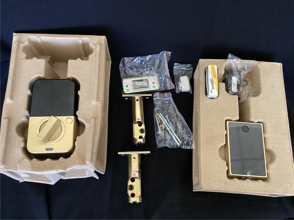 + Emtek EMPowered 2 Touch Key-Free, w/ Bluetooth-Wi-Fi & Deadbolt Satin Brass