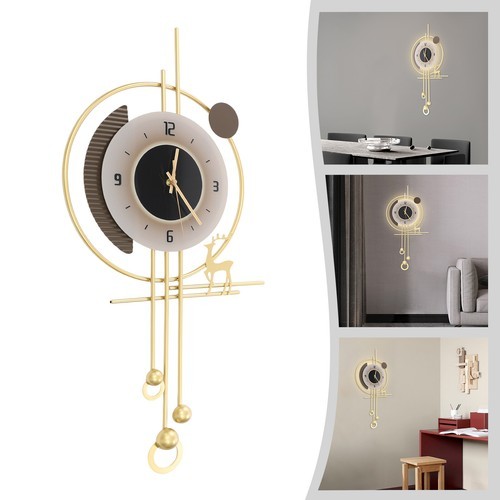 Modern Wall Clock, LED Lighting Wall Clock, Large Gold Decorative Wall Clock