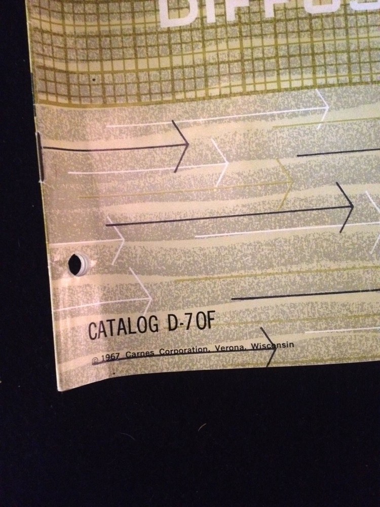 CARNES Square and Rectangular Air Diffusers Catalog D-7OF D-70F 1960's