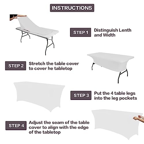 2 Pack 6FT Table Cloth for Rectangular Fitted Events 6 Ft - 2 Pcs White