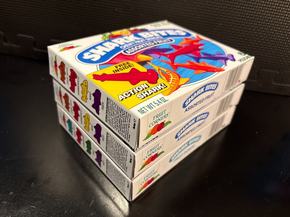 Shark Bites fruit snacks - 3 empty custom design display boxes