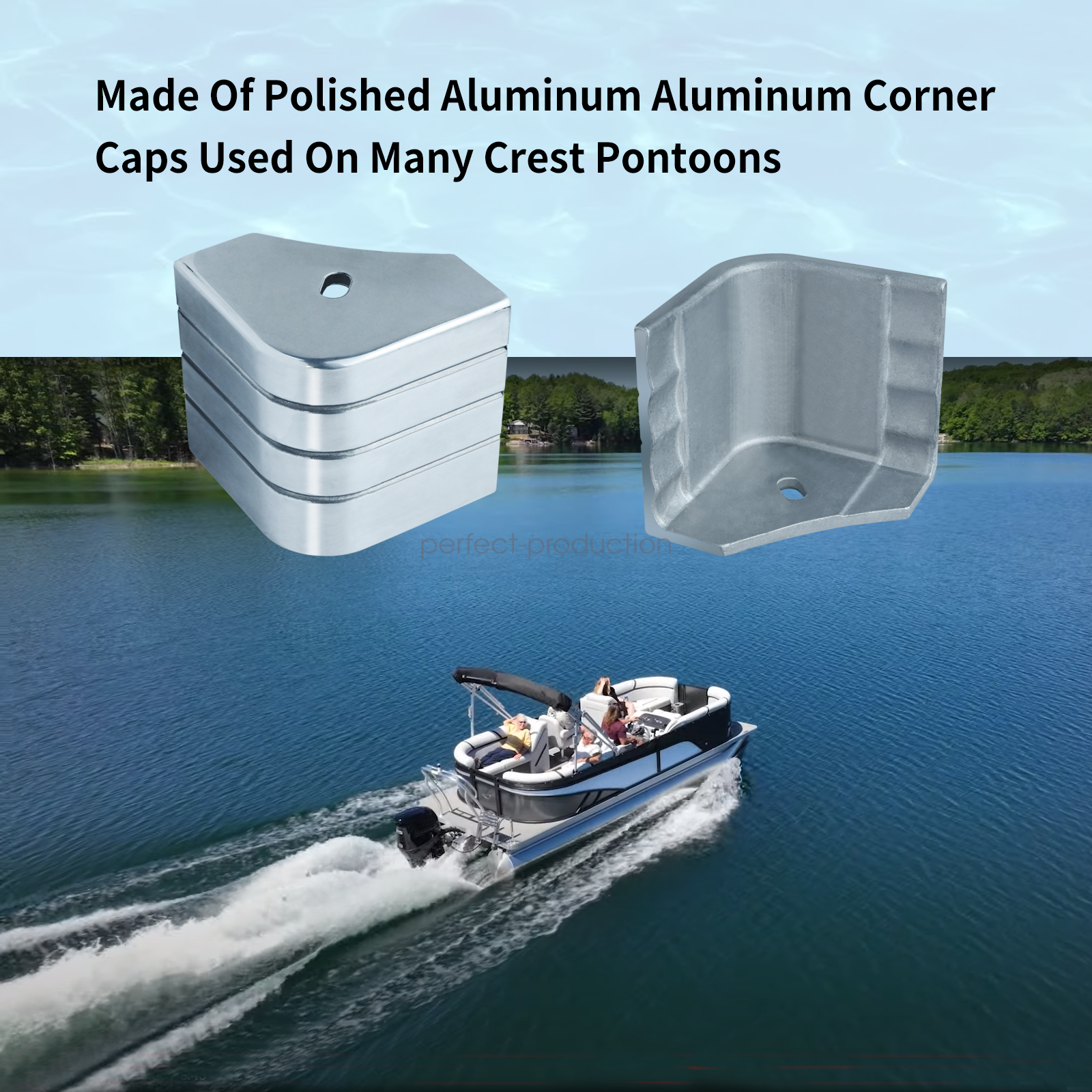 2×Crest Style Corner Cap Casting Pontoon Aluminum Deck Corner # Crest PA