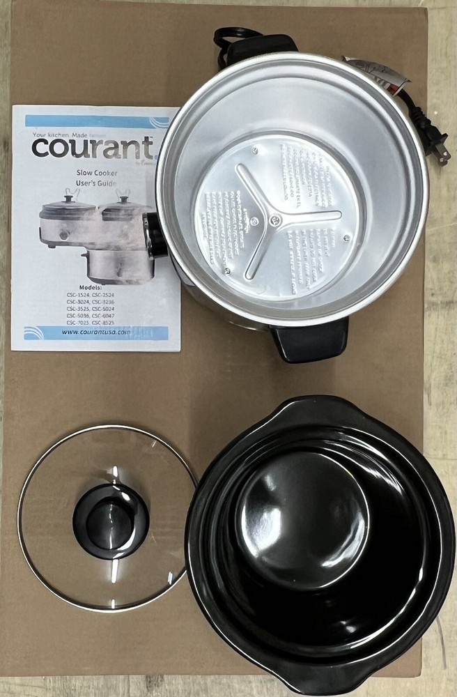 Courant 1.6 Quart Slow Cooker, Multiple settings, Brushed Stainless