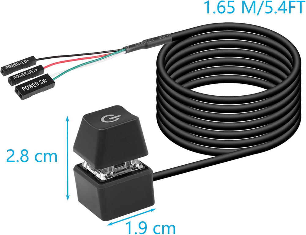 Sinloon Desktop Switch Desktop Computer Power Switch External Remote Start Compu