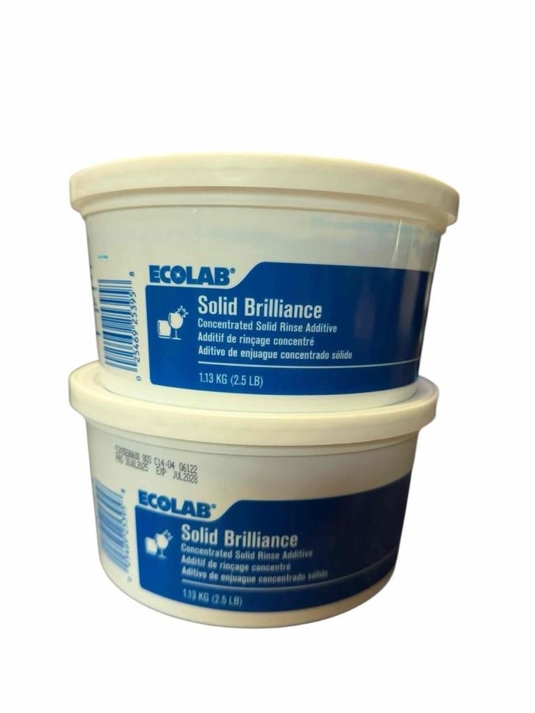 2 Pack Ecolab Solid Brilliance Concentrated Solid Rinse Additive 2.5lb 6125395