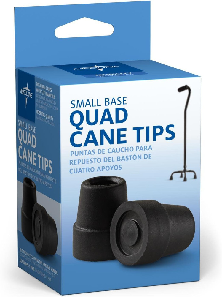 1/2" Tips for Small Base Cane, Black- Box Contains 1 Pair
