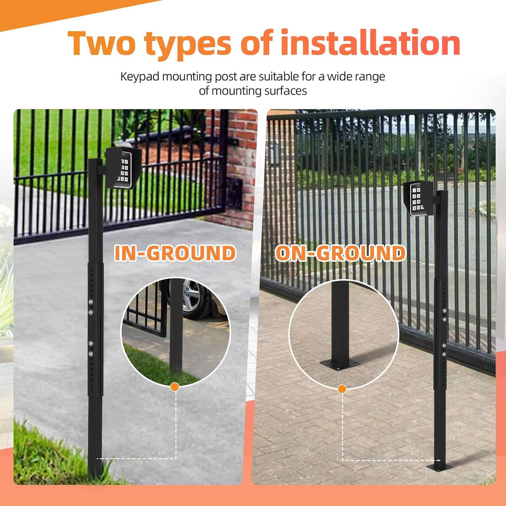 Universal Keypad Mounting Post with Waterproof Cover, Height Adjustable from 37“