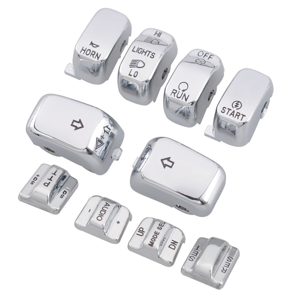 Chrome Hand Control Switch Housing Button Caps For Harley Electra Glide 96-13