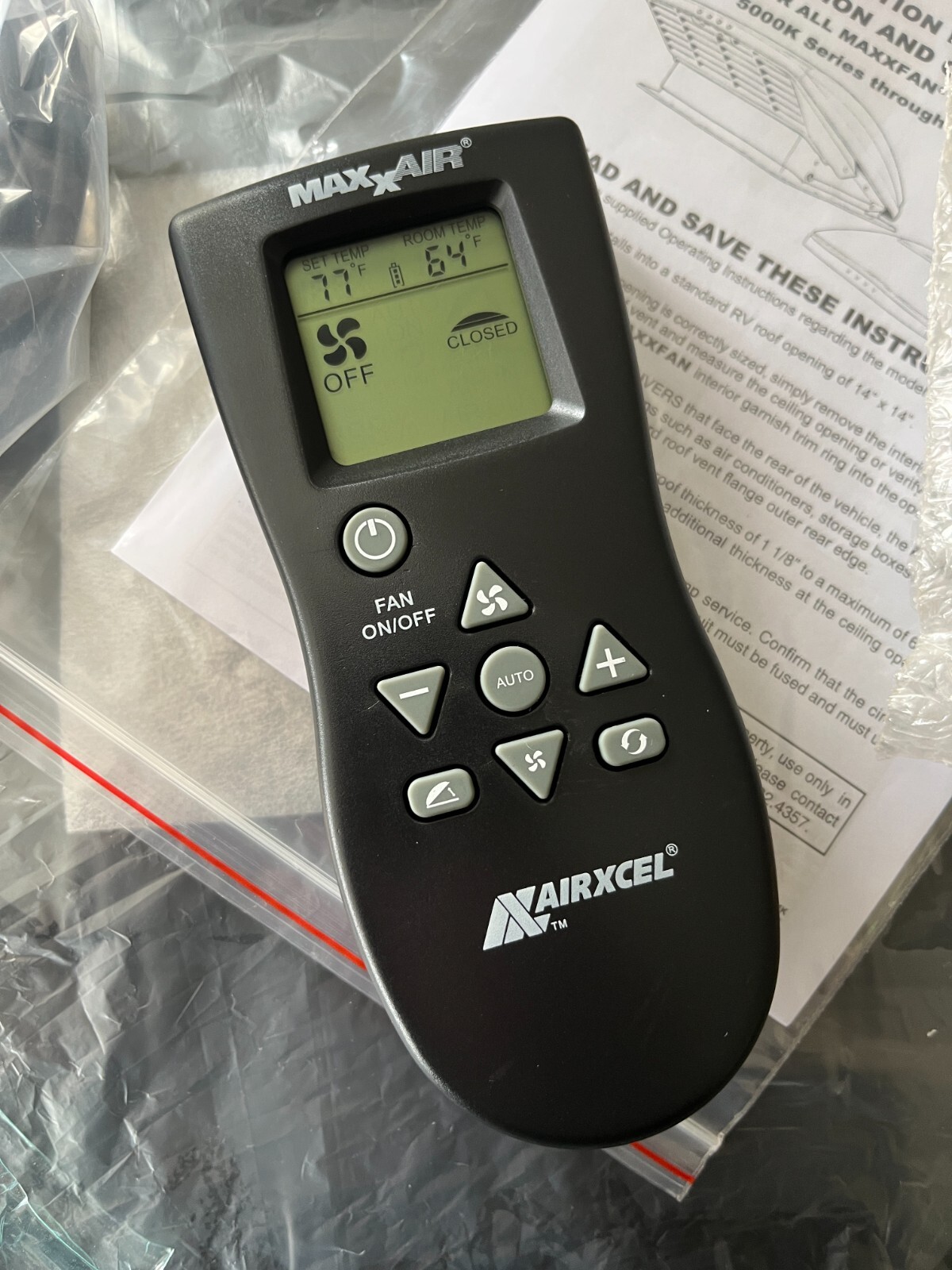 Maxx Air MaxxFan Vent Fan Deluxe 10 Speed with Thermostat Remote 7500K Smoke