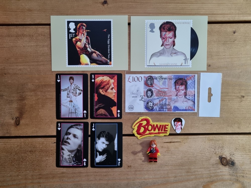 David Bowie  Postcards,Playing Cards ,Minifigure Patch Plectrum & Note