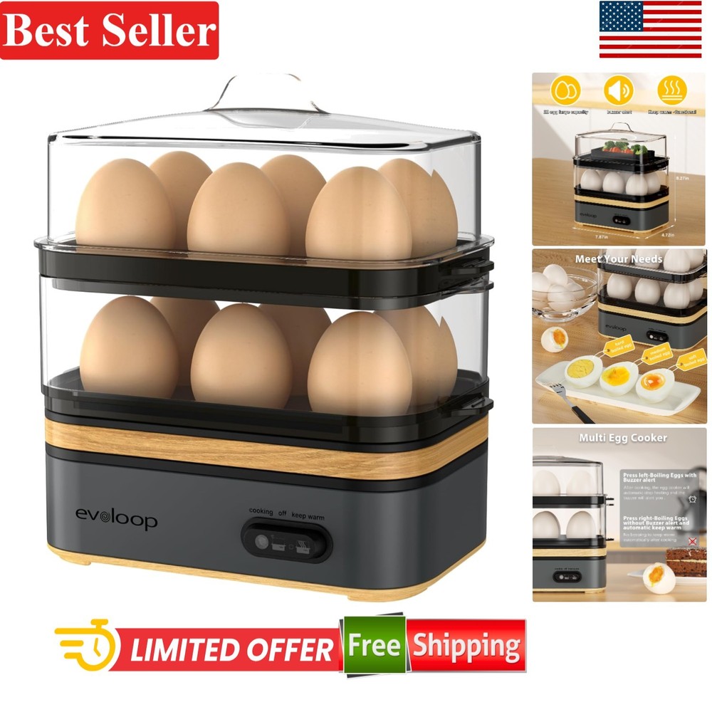 Compact Egg Cooker for 12: Easy Clean, Stackable Design for Perfect Breakfasts