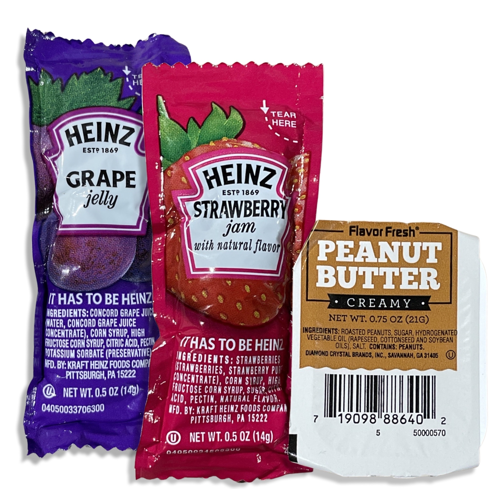 Grape Jelly & Strawberry Jam Single Serve Packets Combo | Pack of 50