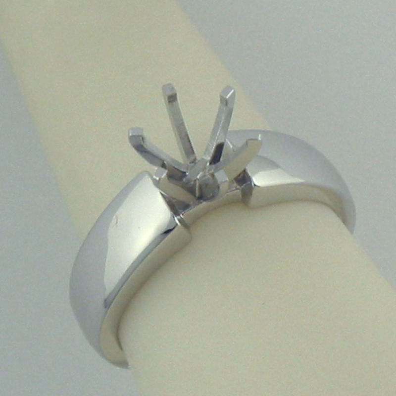 2Ct Solitaire Engagement Ring Mounting 14K solid White Gold Heavy Ring Setting
