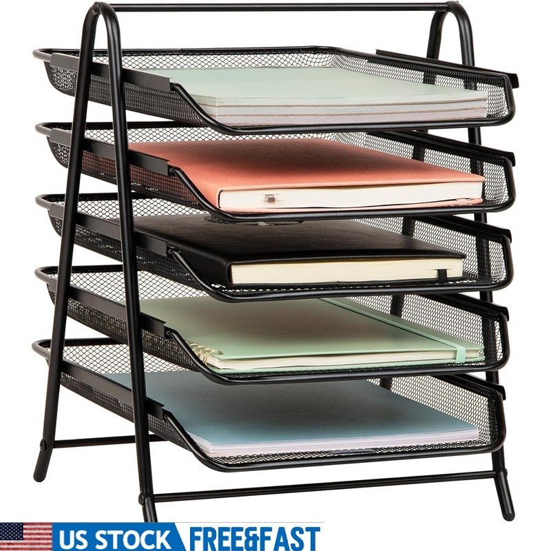 Durable Five Color-Coded Sorting Trays Classroom Organization Metal Mesh Design