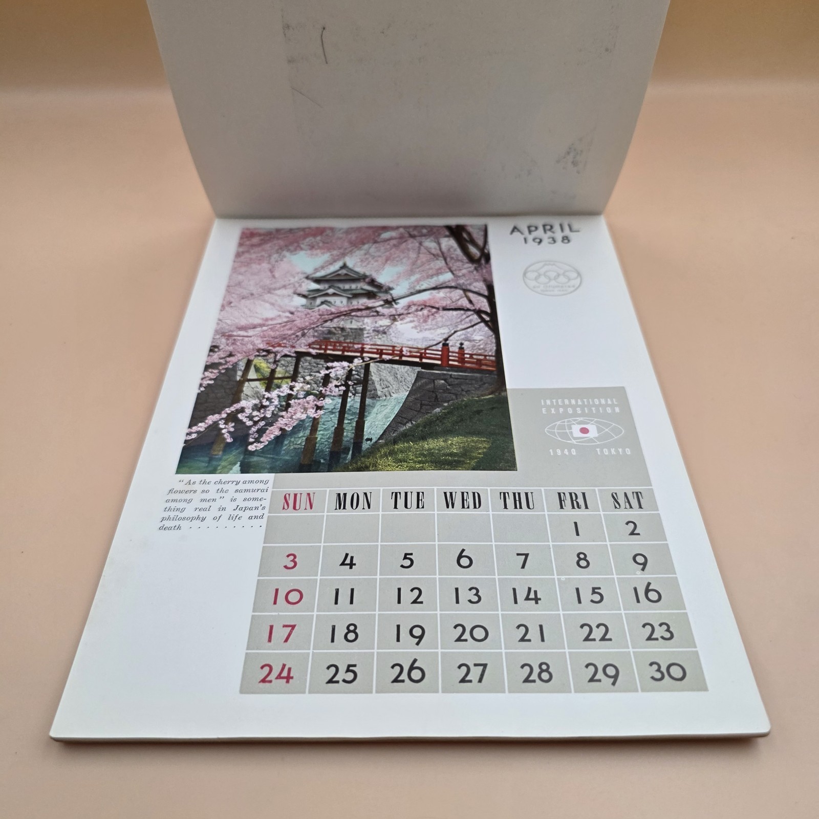 RARE XII Olympiad Ephemera Tokyo Japan 1938 Calendar WWII Canceled 1940 Olympics