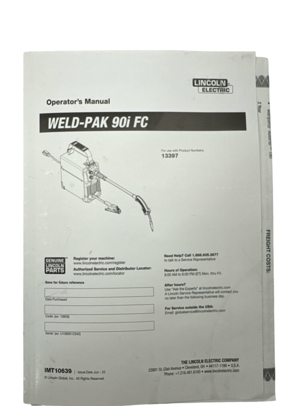 Lincoln Electric 90i FC WELD-PAK Flux-Cored Wire Feed Welder K5255-1 (OB)
