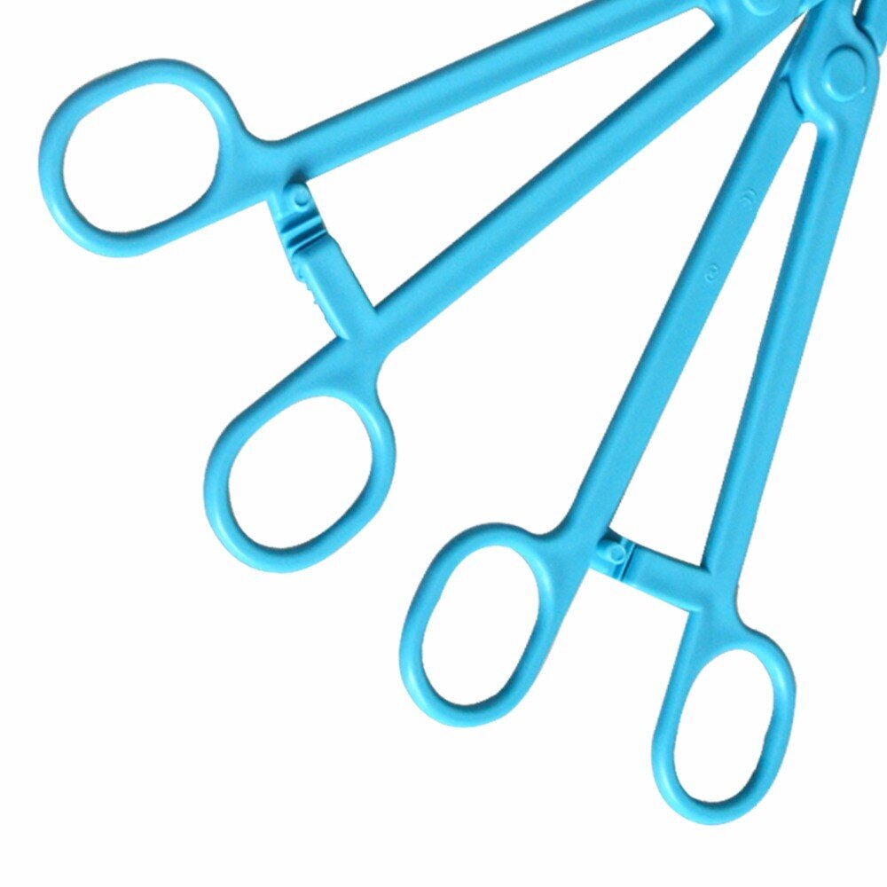 10pcs Plastic Disposable Hemostat Forcep Sponge Forceps Lab Surgical Forceps