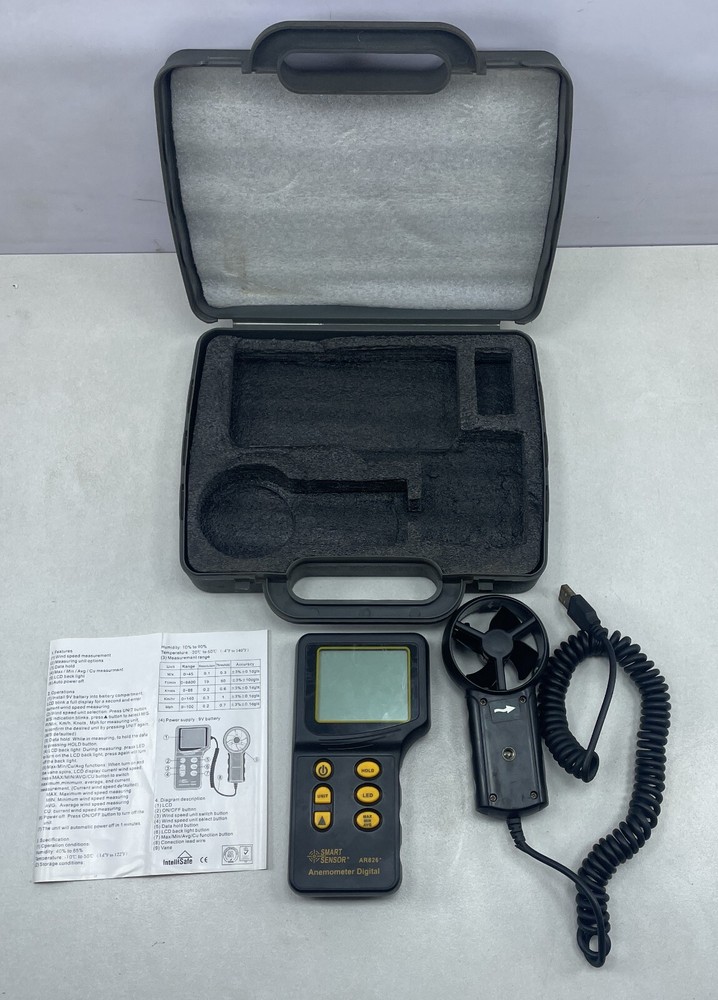 Smart Sensor Anemometer Air Flow Meter Intell Instruments Plus AR826+ Digital