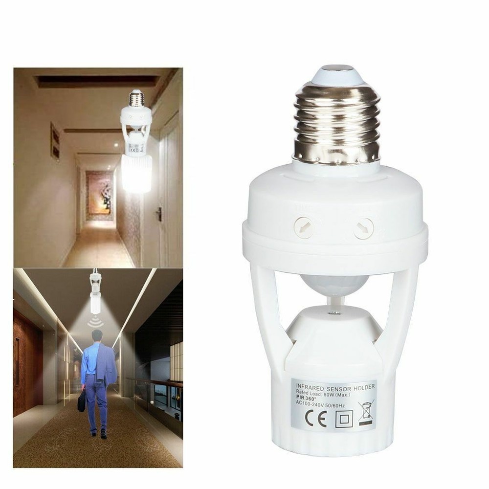 2 PCS E27 PIR Infrared Motion Sensor LED Light Dimmable Lamp Bulb Holder Socket