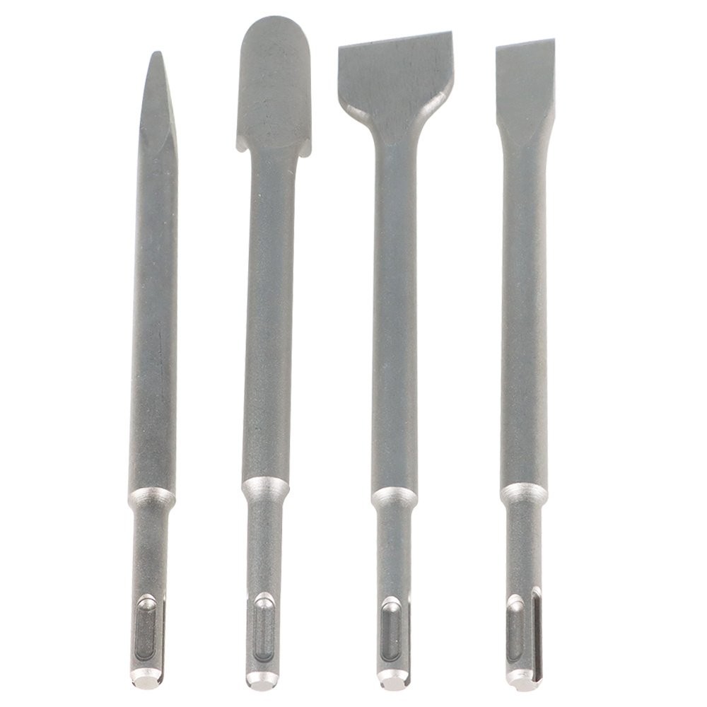 4 Pack SDS Plus Chisel Bits -Flat Chisel Grooving Chisel & Point Chisel Durable