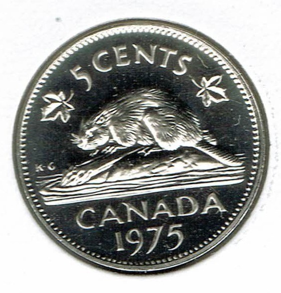 1975 Proof-like Canada QEII & Beaver Five Cent Nickel!