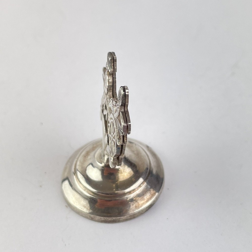 Vintage Hong Kong Miniature Solid Silver Rickshaw Design Menu Holder 3.5cm