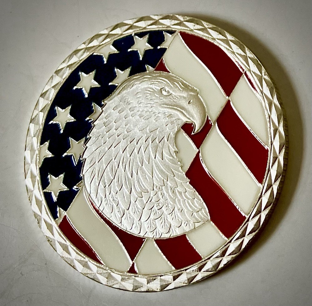 Air Force Veterans Challenge Coin-Silver Colored-3D-Eagle-Flag-New
