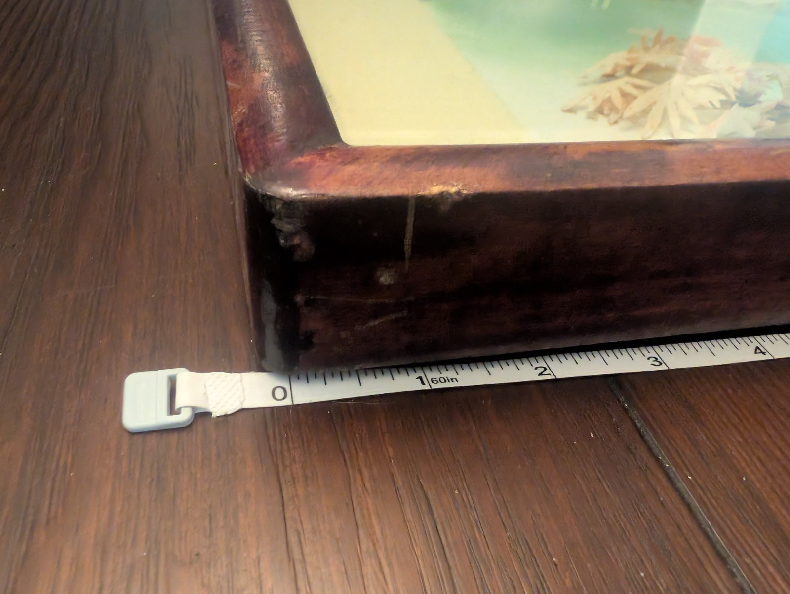 Vintage Chinese Mother Of Pearl Shell Porcelain Landscape 3D Painting Wood Frame