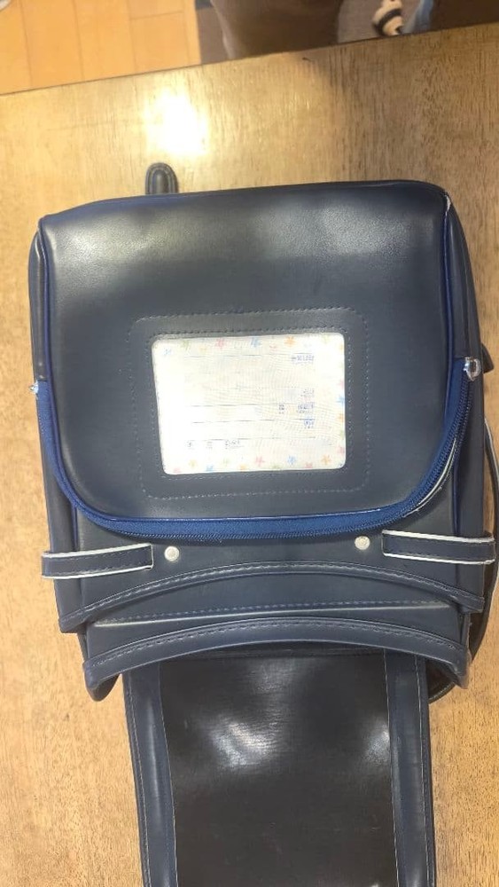 Randoseru Navy Synthetic Leather Backpack Diamond Pattern Adjustable Straps