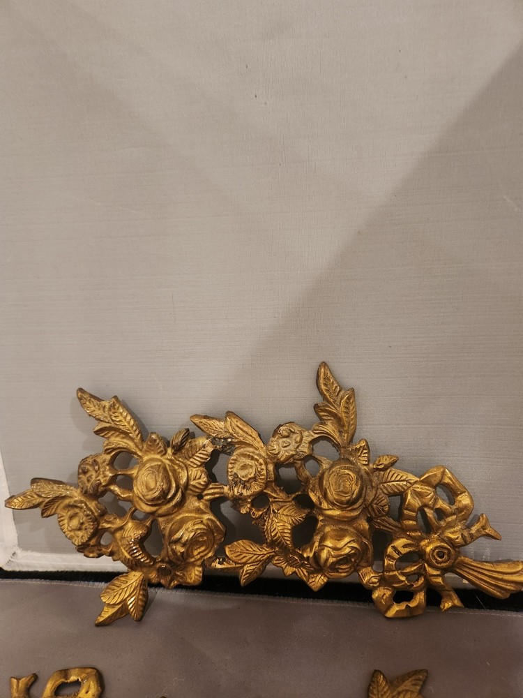 Solid Brass Rose Floral Wall Accents VINTAGE