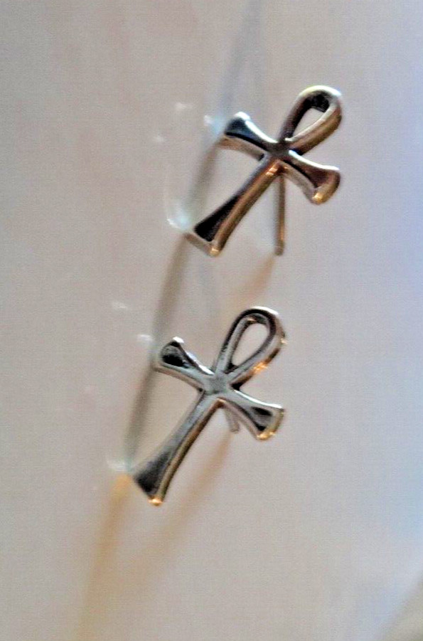 Sterling Silver TINY 12x8mm Ankh Studs Posts Stud Earrings!