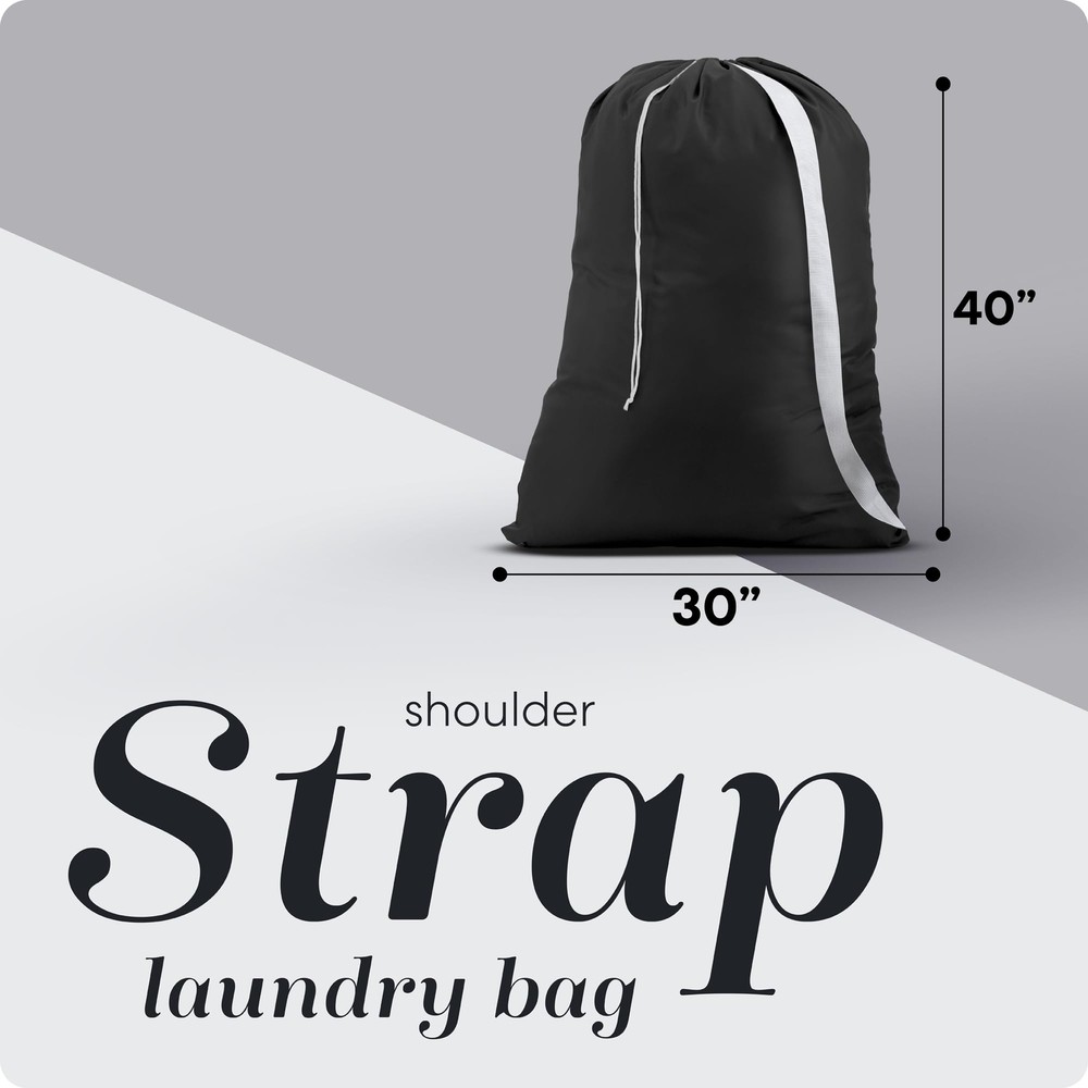 Shoulder Strap Laundry Bag Drawstring Locking Closure Durable Material Large Cap