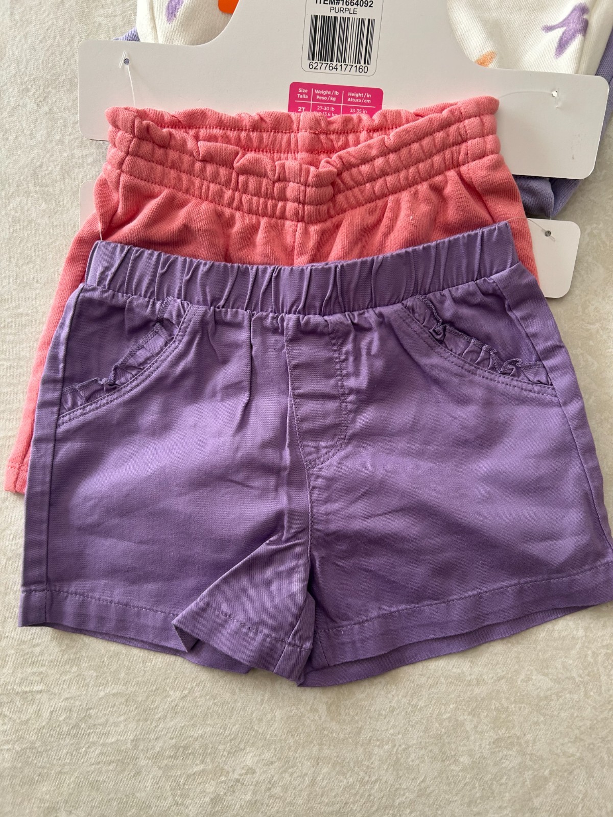 Pekkle Girls 4 Piece Shorts Set. Cream, Lavender, Pink, Violet - NWT