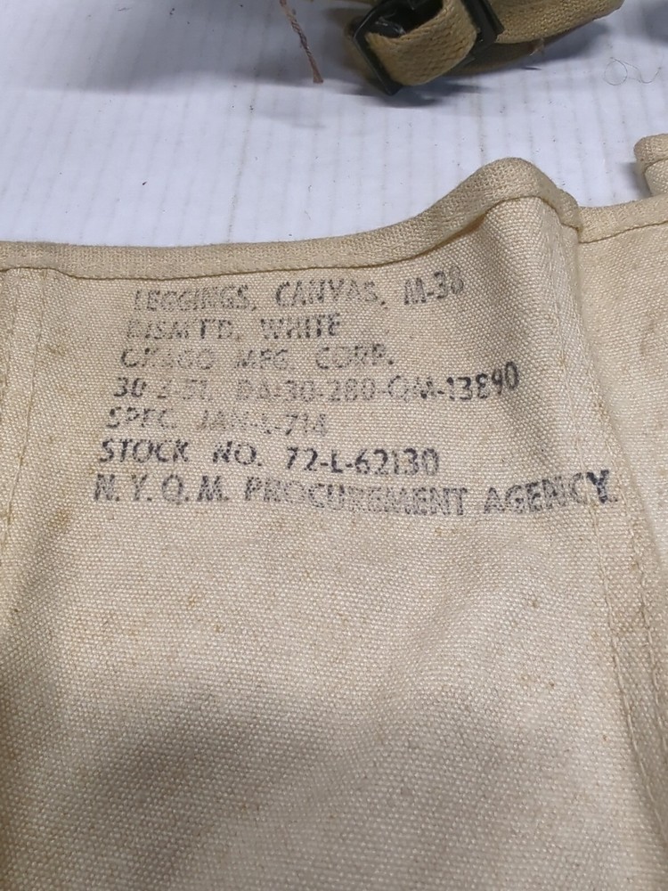 Lot of 2 Pairs US Military WWII Leggings Gaiters Stencil Named Canvas 3/1943 D9