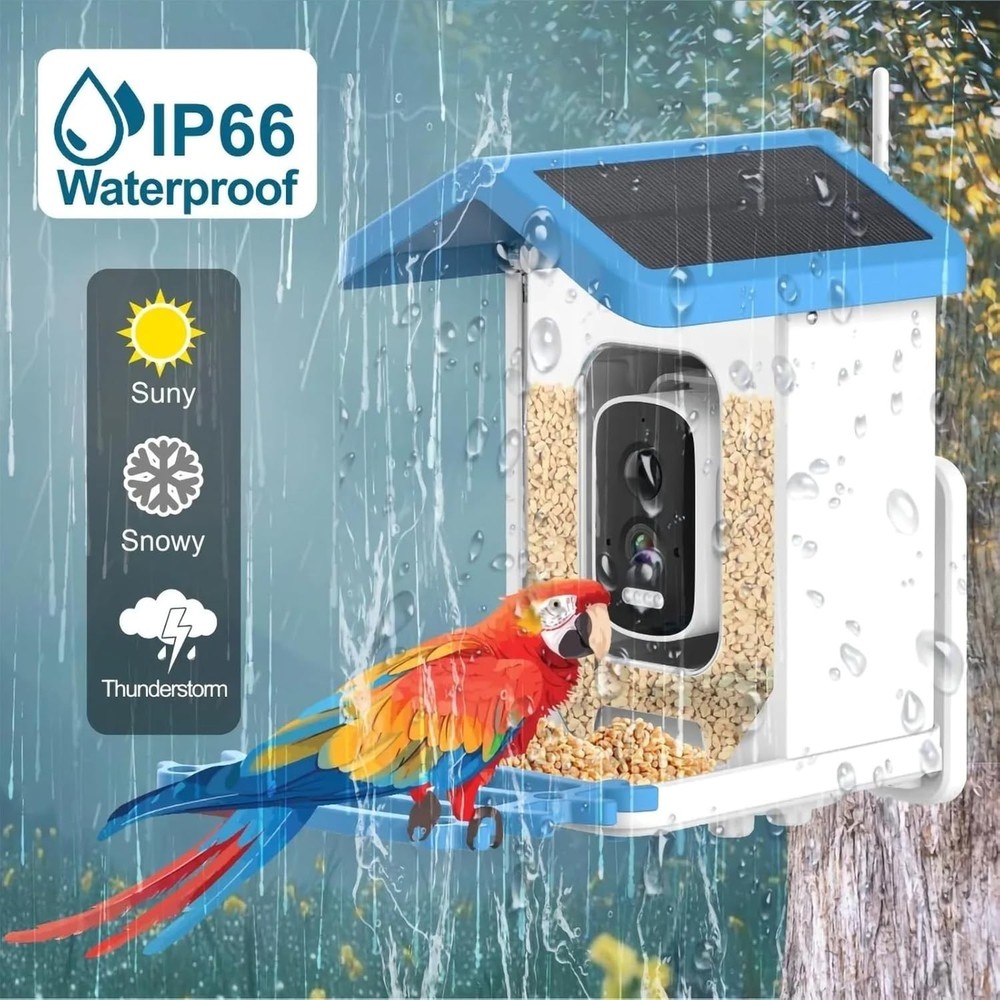 Smart Bird Feeder with HD Camera, Solar Powered, AI Bird Identification, Live St