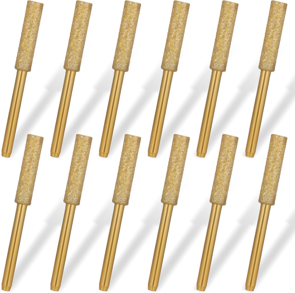 12 Pcs 3/16 Diamond Chainsaw Sharpener Bits Titanium Plated Grinding Burr Set