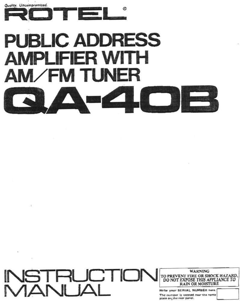 Rotel QA-40B Amplifier Owners Manual