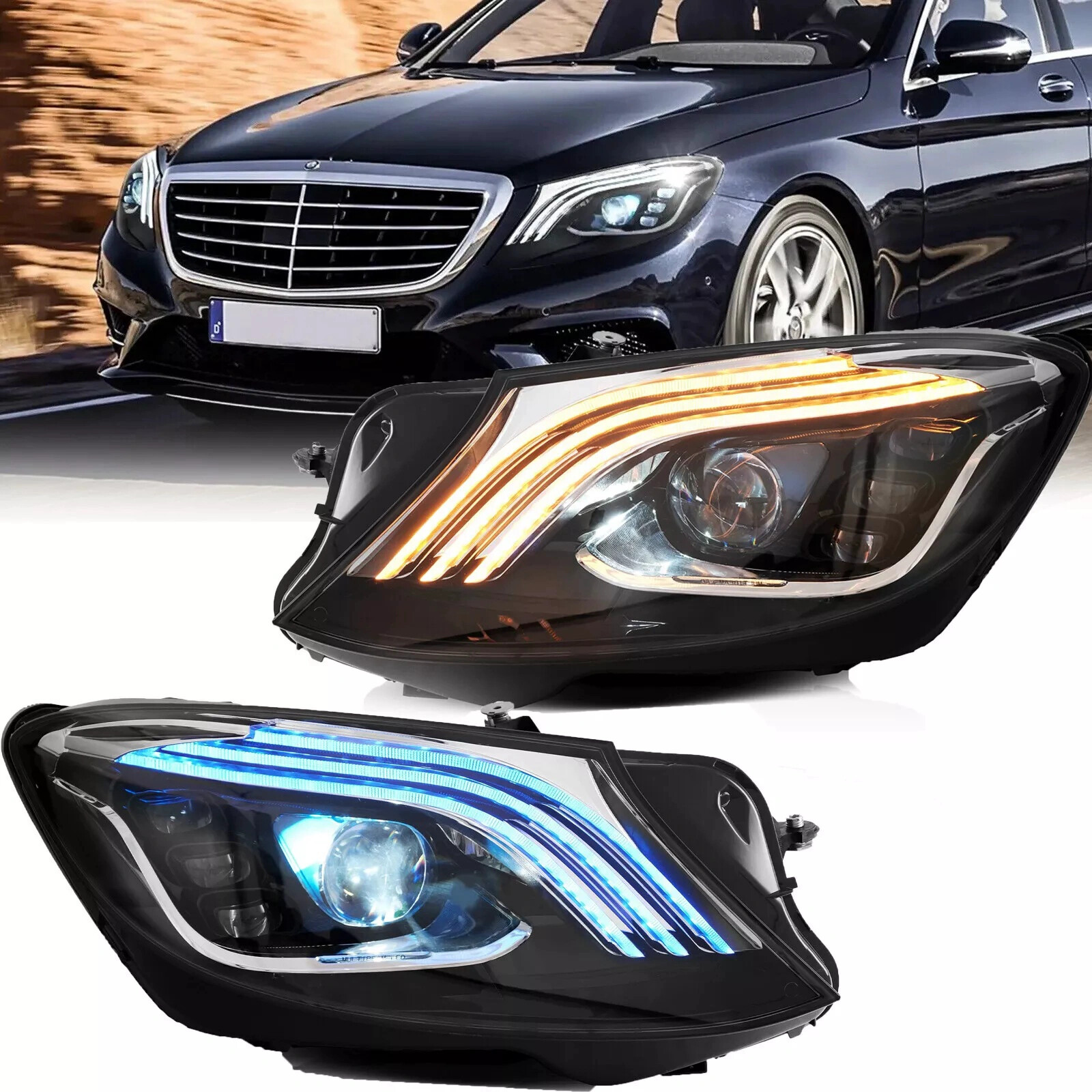 VLAND Full LED Headlights Fit 2014-2017 Mercedez Benz W222 S-Class Animation Set