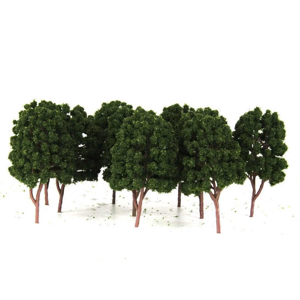 10pcs HO OO Scale Model Trees Layout Train Diorama Scenery Dark Green